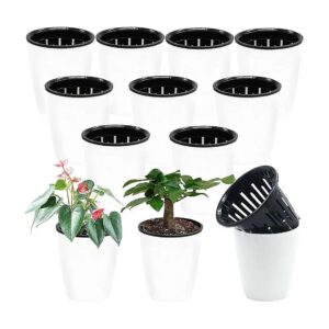 4 Inch Plastic Self Watering Plant Pot with Inner Basin for Office Supplies and Decor