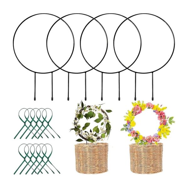 4 Pack Black Metal Garden Trellis for Climbing Plants and Vine Flowers