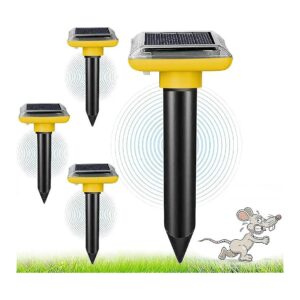 4 Pack Mole Repeller with Solar Charging for Yard Lawn Pest Control