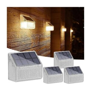 4 Pack Solar LED Deck Lights for Outdoor Decks and Patios with Warm White Glow