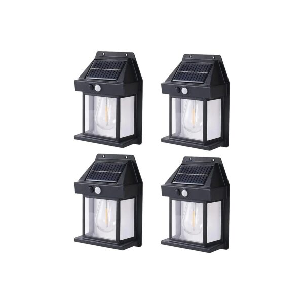 4 Pack Solar LED Wall Lanterns Wireless Outdoor Lighting for Front Door Porch Patio