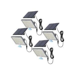 4 Pack Solar Motion Sensing Lights with 113 LEDs and 4ft Cable for Outdoor Waterproof Use
