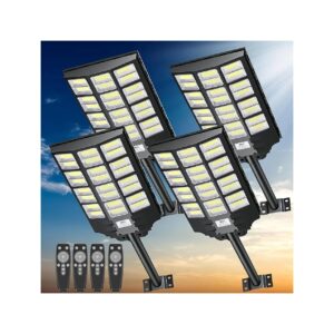 4 Pack Solar Street Lights 3800W Outdoor LED Parking Lot Lights