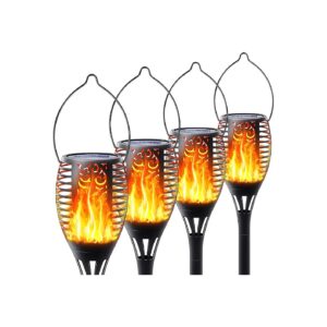 4 Pack Solar Torch Lights with Flickering Flame for Outdoor Decor