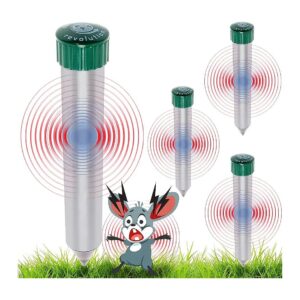 4 Pack of Sonic Mole Repellent Stakes for Effective Pest Control