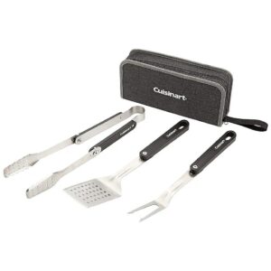 4 Piece Grill Tool Set with Folding Utensils and Carrying Case for BBQ