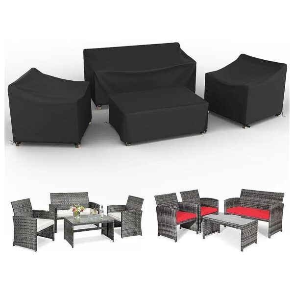 4 Piece Patio Furniture Cover Waterproof Outdoor Furniture Covers for Black Patio Sets