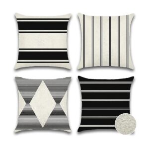 4 Pieces Waterproof Geometric Throw Pillow Covers for Patio and Indoor Use