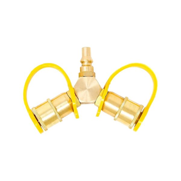 4" Propane Adapter for RVs - Brass Y Splitter with Quick Connect Fittings