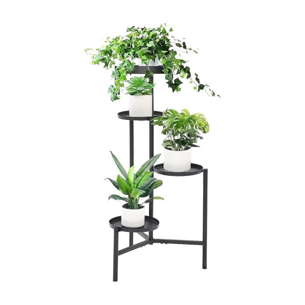 4 Tiers Metal Plant Stand with Water Prevent and Organizer forycliing Plants Growth