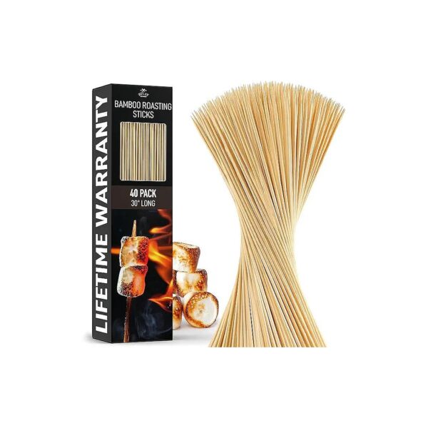 40 Extra Long Bamboo Marshmallow Roasting Sticks for Grilling and Camping