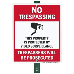 40 Mil Laminated Rustproof Aluminum No Trespassing Property Marker with 3 Foot Stake