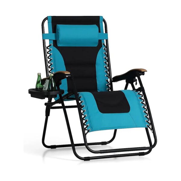 400 Pound Capacity Aqua Padded Zero Gravity Chair with Compact Folding Design