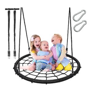 40-Inch Stainless Steel Frame Spider Web Swing with Adjustable Ropes for Kids and Adults