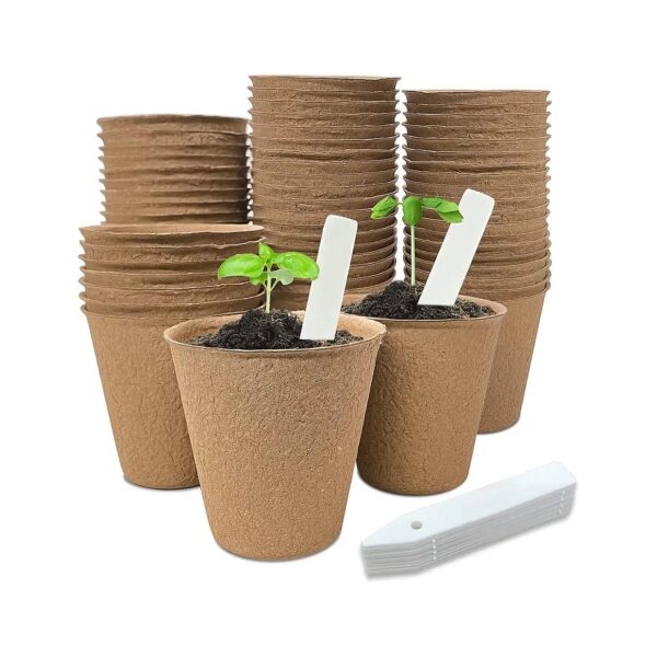 40Pcs 15 Inch Round Plant Seedling Starters with Labels for Seed Germination