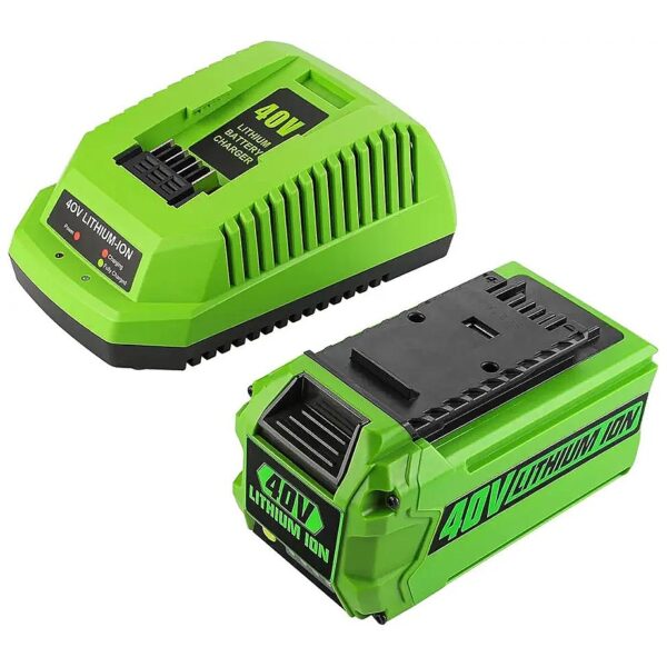 40V 5Ah Battery Pack with Rapid 0A Charger for Greenworks 40V G-MAX Power Tools