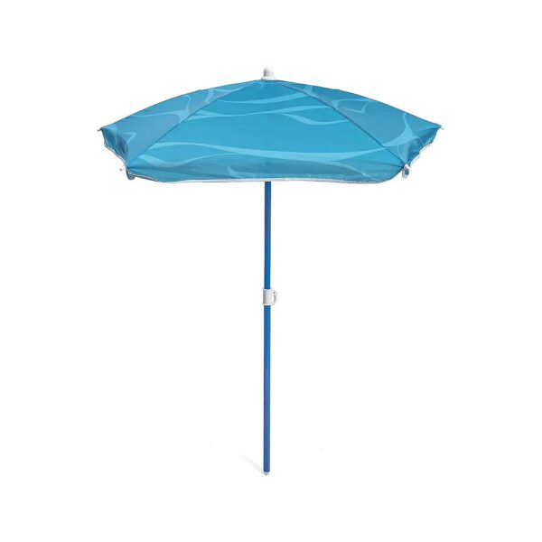 42 Inch Blue Round Umbrella with Crank Lift and Strong Support Ribs