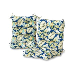 44x22-Inch High Back Outdoor Chair Cushions, Set of 2, Reversible Magnolia Floral Fabric