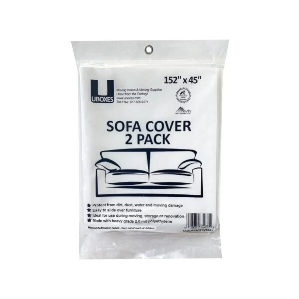 45x152 inches Clear Plastic Sofa Covers 2 Pack for Moving Storage