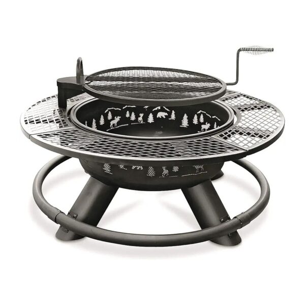 47-inch Outdoor Powder-Coated Steel Wood Burning Fire Pit Grill for Ambience and Cooking