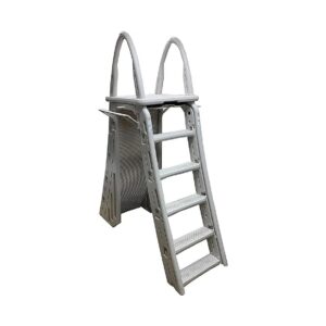 48 56 A Frame Ladder for Above Ground Pools with Step Barrier and Heavy Duty Roll Guard