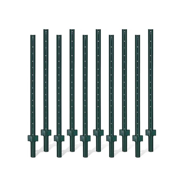 48" Long Green Metal Posts for Easy and Secure Fence Installation