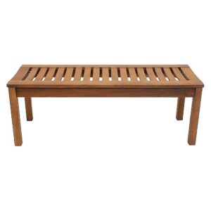 48-Inch Long Backless Bench with Natural Finish and Slatted Seat Construction