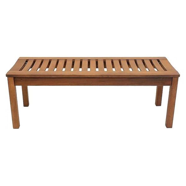 48-Inch Long Backless Bench with Natural Finish and Slatted Seat Construction