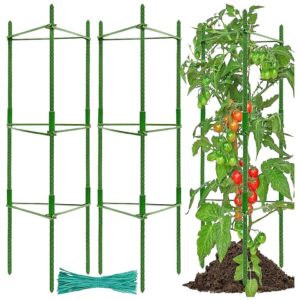 4FT Adjustable Tomato Plant Cages for Gardens and Raised Beds