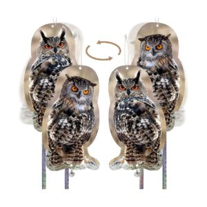 4PCS Garden Owl Bird Scaring Set with Reflective Tape for Alternate Angles