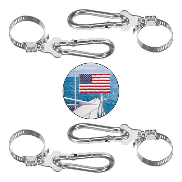 4PCS Stainless Steel Adjustable Flag Pole Rings for Smooth Flag Attachment