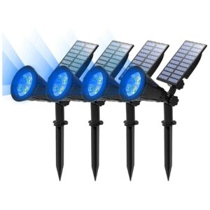 4-Pack Blue Solar Powered Spotlights for Outdoor Landscape Lighting