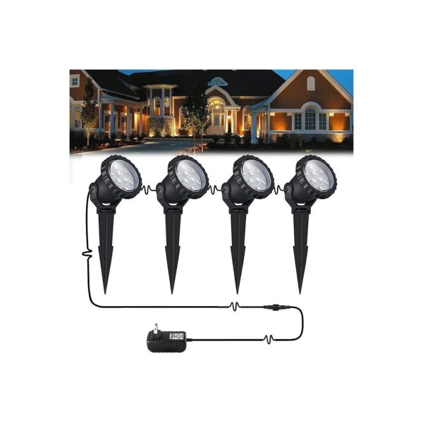 4-Pack LED Outdoor Spot Lights for Yard Garden House Lawn Tree Flags with Transformer