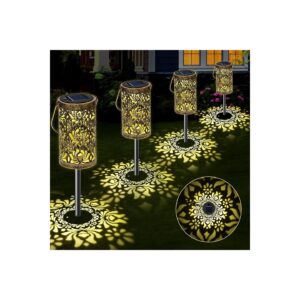 4-Pack LED Solar Pathway Lights with Hollow Rose Design for Patio and Yard Decor