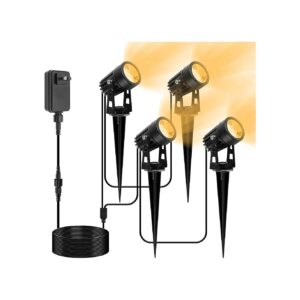 4Pack Low Voltage Landscape Spotlights with Transformer and Stakes for Home Decor