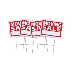 4-Pack Moving Sale Signs and Stakes for Durable Outdoor Use with Coroplast Material