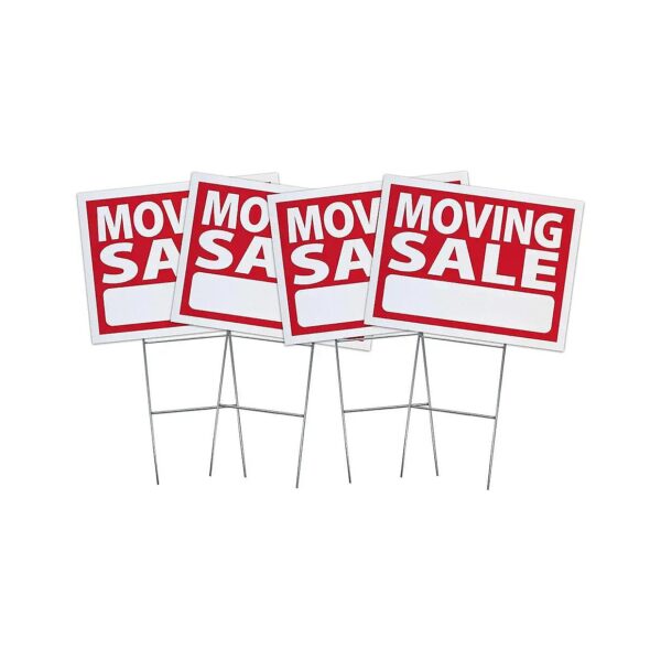 4-Pack Moving Sale Signs and Stakes for Durable Outdoor Use with Coroplast Material