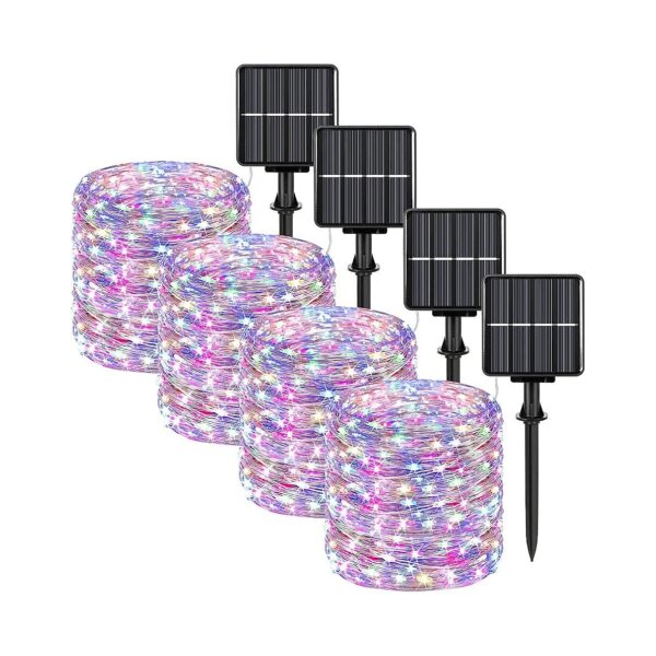 4-Pack Solar Powered LED Outdoor Twinkle Lights for Garden Deck Party