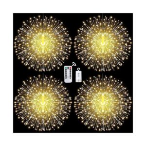 4Pcs Battery Operated Hanging Starburst Fairy String Lights with Remote Control