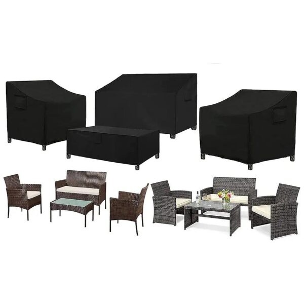 4-Piece Patio Furniture Cover Set for Sofas Chairs Coffee Tables with Windproof Design