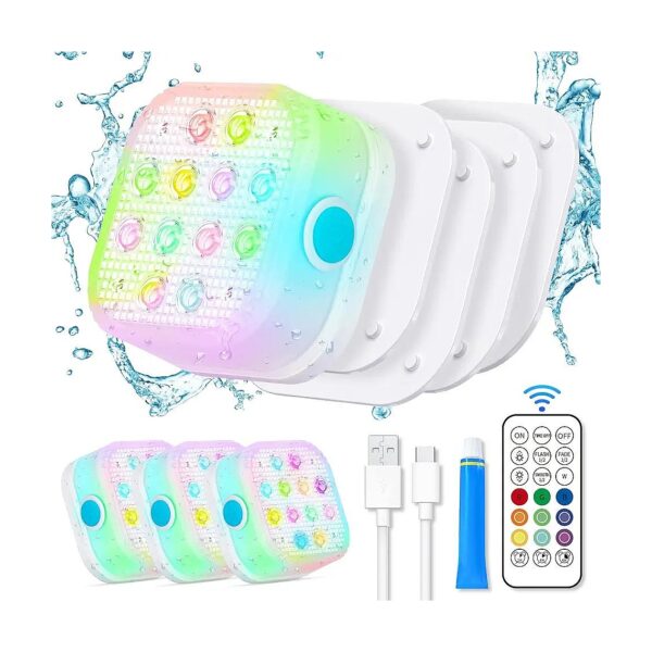 4-Set of LED Floating Pool Lights with Remote Control and Color Changing Options