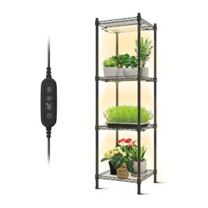 4-Tier Grow Light Shelf with 60W Full Spectrum LED Grow Light for Indoor Plants