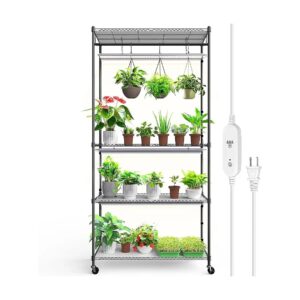 4-Tier Planter Stand with 3FT T5 LED Grow Lights for Indoor Plants