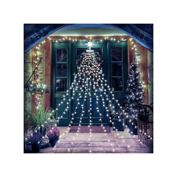 4ft 315 LED White Christmas Tree Lights with 11 Inch Lighted Star for Holiday Decor