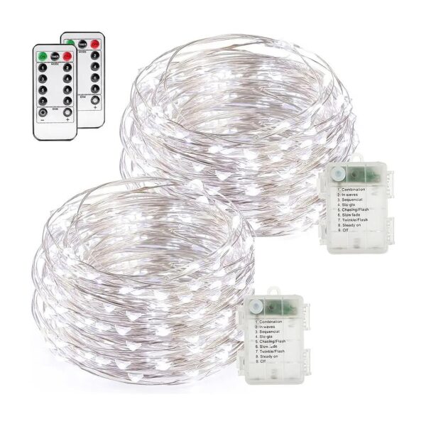 4ft LED Fairy String Lights 50 Cool White Micro LEDs Silver Wire With Remote Control