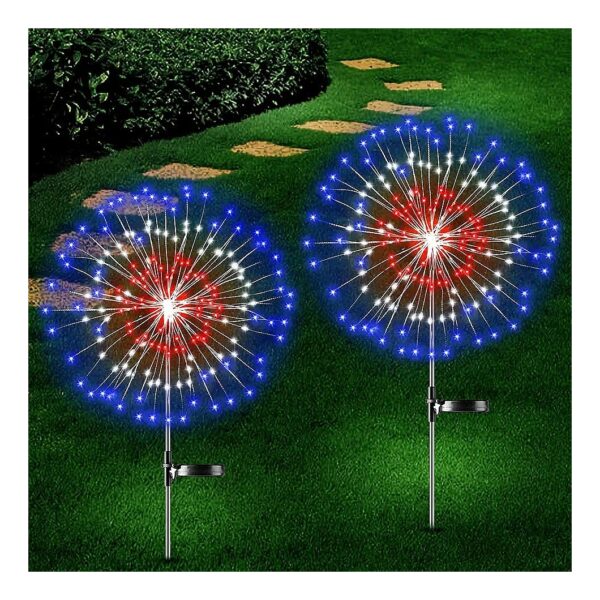 4th Of July Solar LED Lights With 8 Lighting Modes And Adjustable Branches