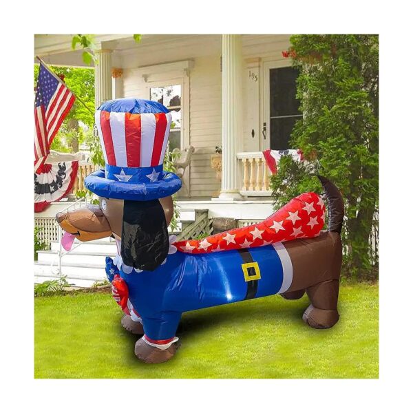 4th of July Blow-Up Patriotic Decoration Featuring Uncle Sam Puppy Dog