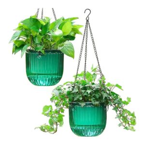 5 Inch Hanging Planter for Indoor and Outdoor Plants with Drainage Holes and 3 Hooks