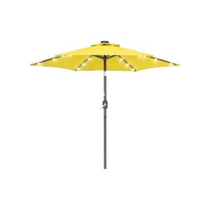 5' Outdoor Solar-Powered LED Patio Umbrella with Crank Handle and Push Button Tilt