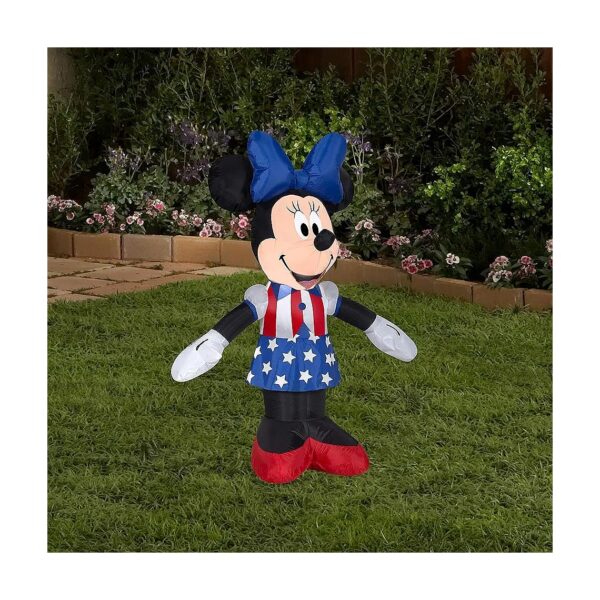 5 ft Tall Inflatable Patriotic Minnie Mouse with Bright White Lights